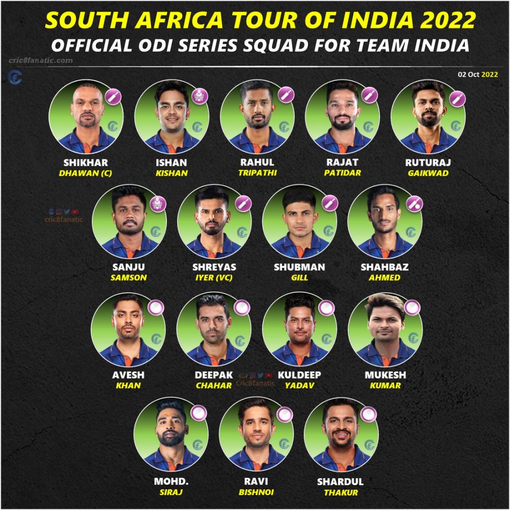 India vs South Africa 2022: ODI Series Squad for Both Teams